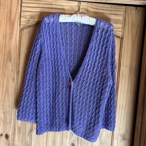 J. Jill Cardigan sweater, women’s size Large, 70% cotton, 30% Linen. Purple